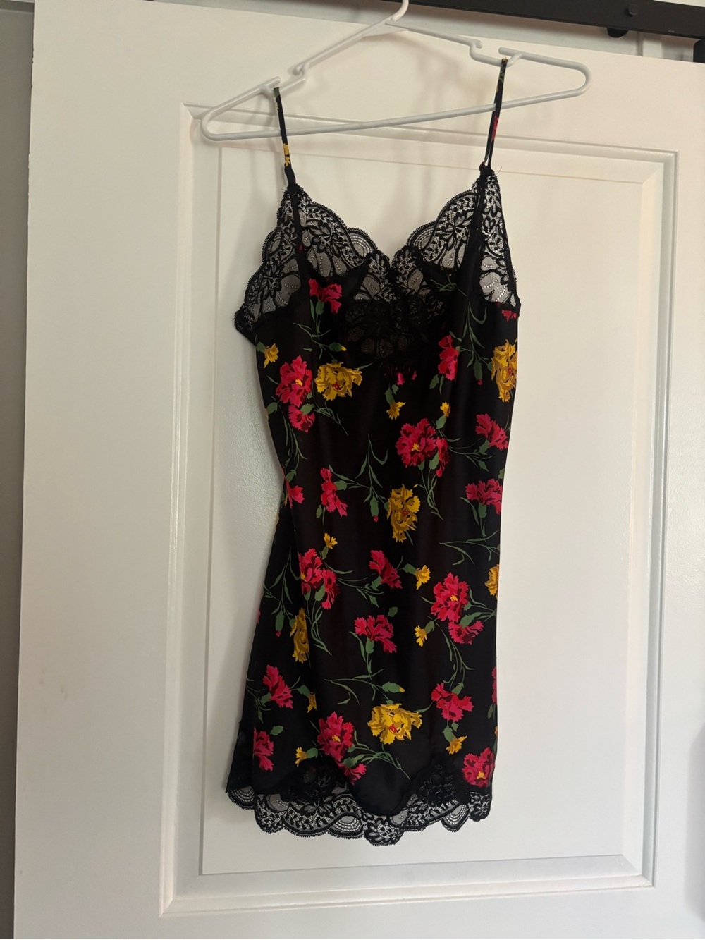 Vintage Oscar de la Renta Floral Lace Trim Slip Dress Lingerie